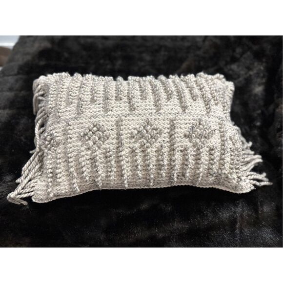 Magnolia home grey, chunky knit throw pillow with a textured Weave - Picture 1 of 4